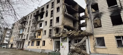 Destroyed buildings in the village of Borodyanka, in the Kiev region of Ukraine. (Photo: UN News)