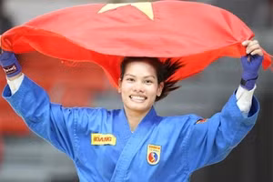 Vovinam artist Nguyen Thi Kim Hoang clinches gold in the women's 55kg combat 