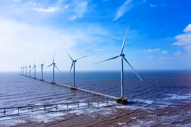 The Dong Hai 1 Wind Power Plant in Duyen Hai district, Tra Vinh province