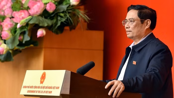 PM Pham Minh Chinh speaking at the meeting. (Photo: VGP)