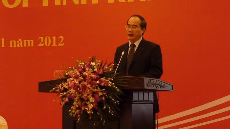 Deputy Prime Minister Nguyen Thien Nhan speaking at the workshop