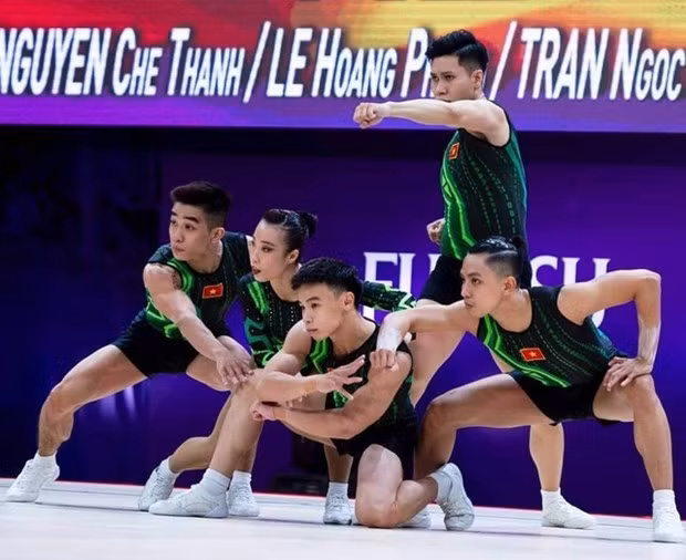 Vietnam won a gold medal in the Aerobic Gymnastics World Championship's group event on June 18 in Guimaraes, Portugal. (Photo courtesy of FIG)
