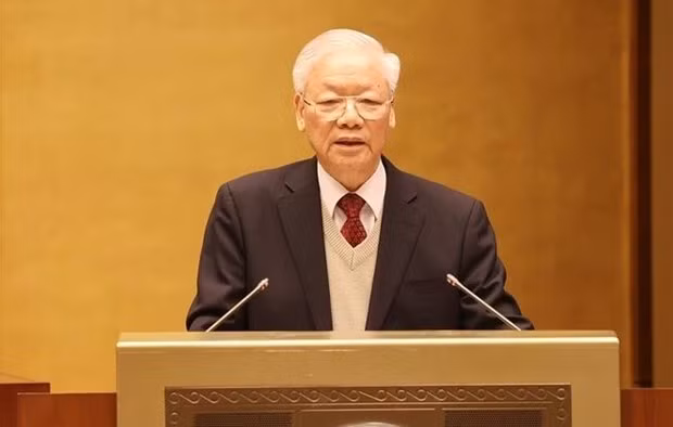 Party General Secretary Nguyen Phu Trong speaks at the first National Conference on Foreign Affairs in Hanoi on December 14. (Photo: VNA)