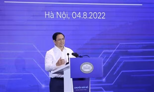 Prime Minister Pham Minh Chinh speaks at the event. (Photo: VNA)