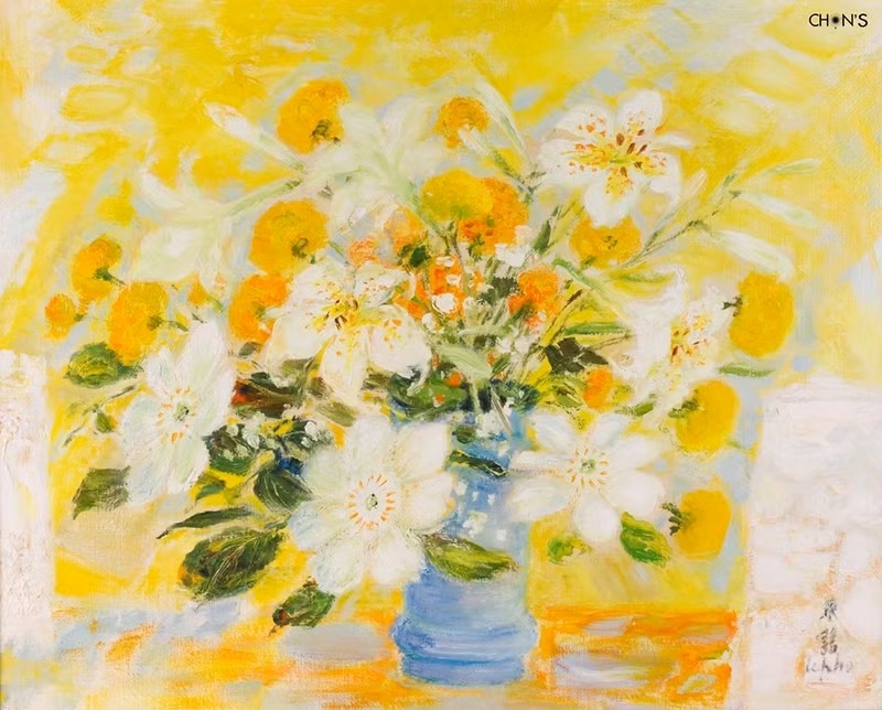 The painting 'Life of Flowers' by Le Pho. 