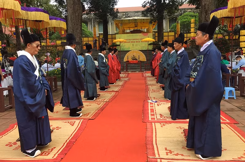 Traditional celebration of Doan Ngo Festival replicated at Thang Long Imperial Citadel in Hanoi.