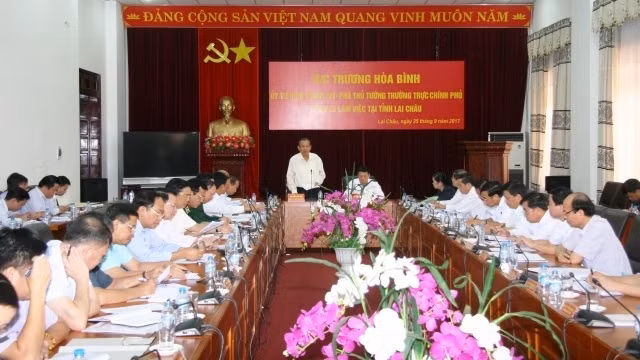 Deputy PM Truong Hoa Binh speaks at the meeting
