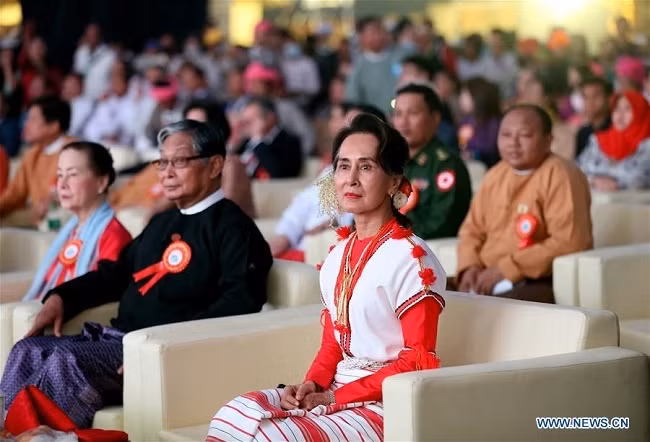 Myanmar State Counsellor Aung San Suu Kyi attends the opening ceremony of Myanmar Ethnics Culture Festival in Yangon, Myanmar, February 1, 2020. An ethnics culture festival kicked off in Yangon on Saturday, with the participation of varieties of ethnic groups from across Myanmar. (Photo: Xinhua)