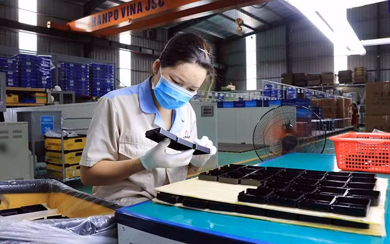 At a factory of Hanpo Vina Joint Stock Company in Yen Phong Industrial Park, Bac Ninh Province. (Photo: Thai Son)