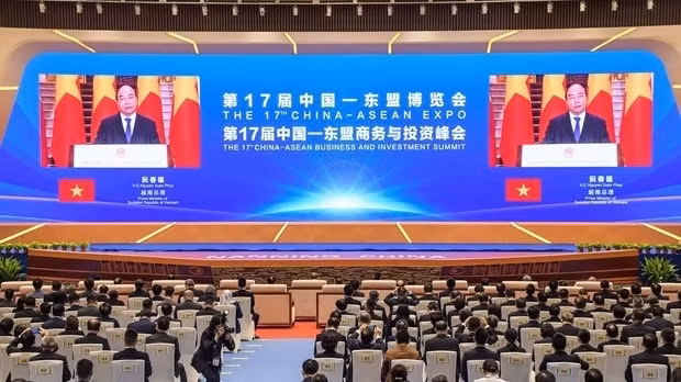 Prime Minister Nguyen Xuan Phuc delivers speech in the form of a pre-recorded video at the opening ceremony of CAEXPO 2020 (Photo courtesy of the organising board) 