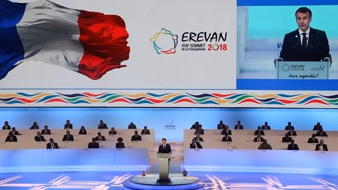French President Emmanuel Macron addresses 17th Francophonie Summit in Yerevan, Armenia (Photo: AFP/VNA)