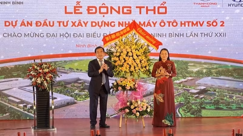 The ground-breaking ceremony for the automobile manufacturing facility in Ninh Binh.