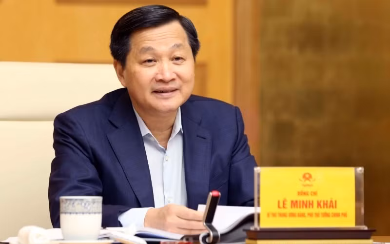 Deputy Prime Minister Le Minh Khai speaks at the meeting. (Photo: VGP)