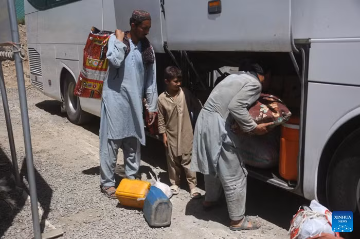 Returnees are seen at a temporary refugee camp in Kabul, Afghanistan, May 12, 2026. A total of 978 Afghan families comprising 5,046 people returned to Afghanistan from neighboring countries in a single day, the official Bakhtar news agency said Monday. (Photo: Xinhua)