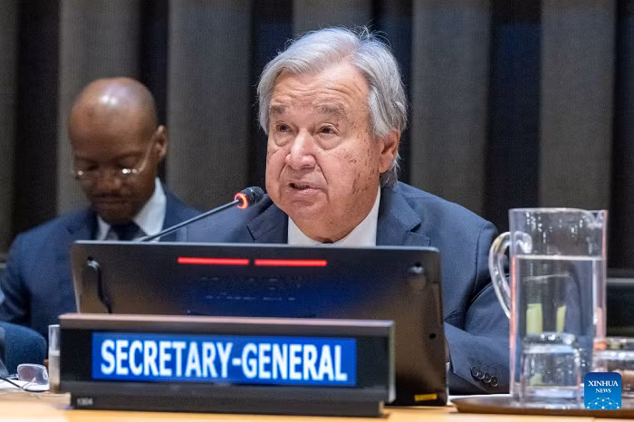 UN Secretary-General Antonio Guterres speaks at an informal meeting of the General Assembly at the UN headquarters in New York, on Sept. 3, 2026. Guterres on Thursday called on member states to deepen reform under the UN80 Initiative in the upcoming General Assembly session. (UN Photo/Handout via Xinhua)