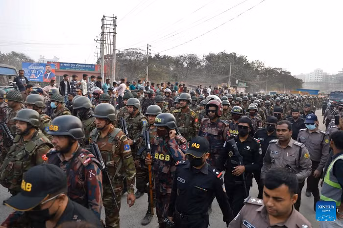 Security forces patrol across polling areas in Dhaka, Bangladesh, on Feb. 10, 2026. Bangladesh is all set for Thursday's general elections in which more than 127 million voters are expected to cast their ballots at over 42,000 polling stations across the country, a senior official said Tuesday. (Photo: Xinhua)