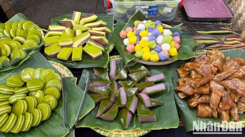 The traditional cakes was attractively displayed.