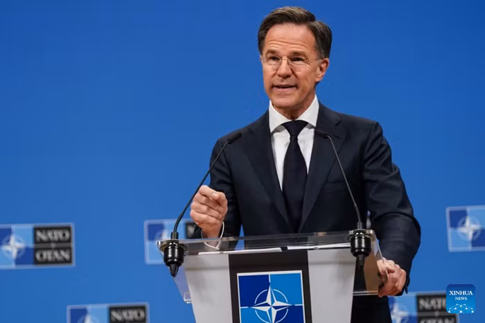 North Atlantic Treaty Organization (NATO) Secretary General Mark Rutte speaks at a press conference in Brussels, Belgium, March 26, 2026. NATO countries continued to raise defense spending in 2025, with total expenditure expected to exceed 1.4 trillion USD, according to the organization's annual report released on Thursday. (Photo: Xinhua)
