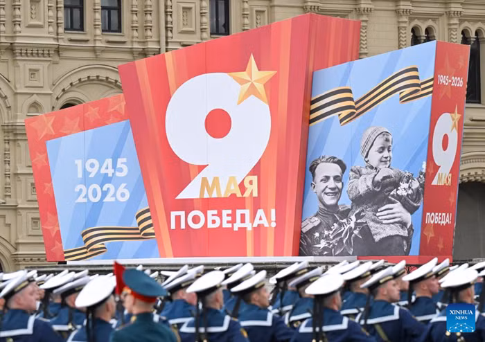 Soldiers march during a parade marking the 81st anniversary of the victory in the Soviet Union's Great Patriotic War in Moscow, Russia, May 9, 2026. Russia held its annual Victory Day parade on the Red Square on Saturday, marking the 81st anniversary of the victory in the Soviet Union's Great Patriotic War. (Photo: Xinhua)
