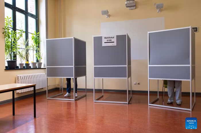 Voters fill their ballots at a polling station in Magdeburg, Germany, Sept. 6, 2026. The far-right Alternative for Germany (AfD) has won Sunday's state election in Saxony-Anhalt with a record 44.5 percent of the vote, according to an exit poll released by public broadcaster ARD. (Xinhua)