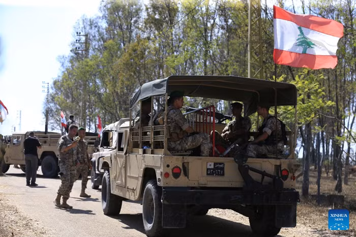 Soldiers of Lebanese army guard at the town of Zawtar al-Gharbiya in southern Lebanon on July 21, 2026. Units of the Lebanese army on Tuesday began deploying in the town of Zawtar al-Gharbiya in southern Lebanon following the withdrawal of Israeli forces from the area, a Lebanese security source and eyewitnesses told Xinhua. (Photo: Xinhua)