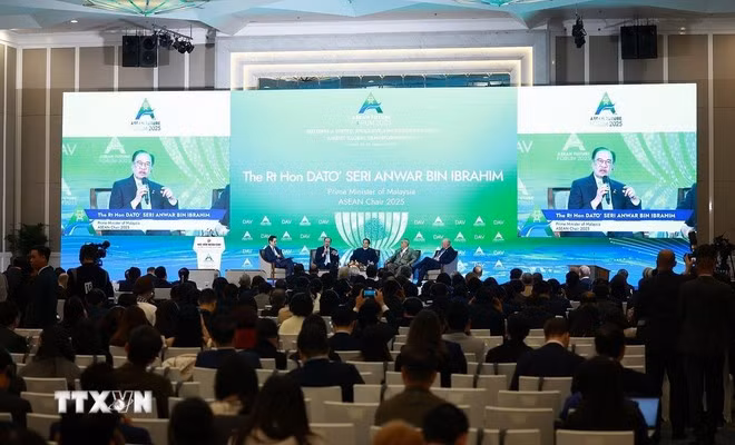 Participants at the high-level plenary session of the second AFF. (Photo: VNA)