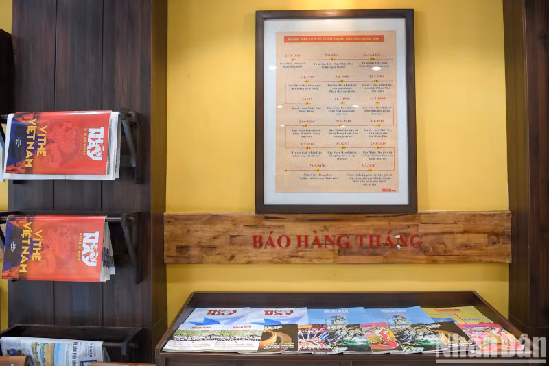 The exhibition space includes special publications and important documents of Nhan Dan Newspaper.