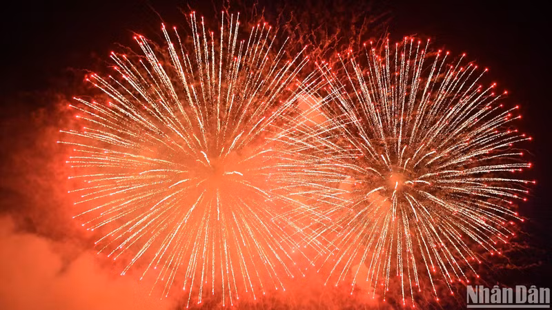Fireworks illuminated the sky over the historic river.