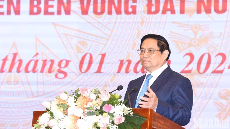 PM Pham Minh Chinh speaks at the event. (Photo: NDO/Tran Hai)