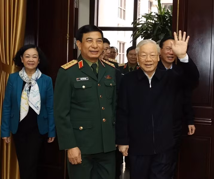 Party General Secretary Nguyen Phu Trong attends the session.