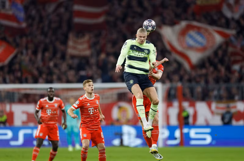 Manchester City's Erling Braut Haaland in action with Bayern Munich's Matthijs de Ligt - Champions League - Quarter Final - Second Leg - Bayern Munich v Manchester City - Allianz Arena, Munich, Germany - April 19, 2023, (Photo: Reuters)