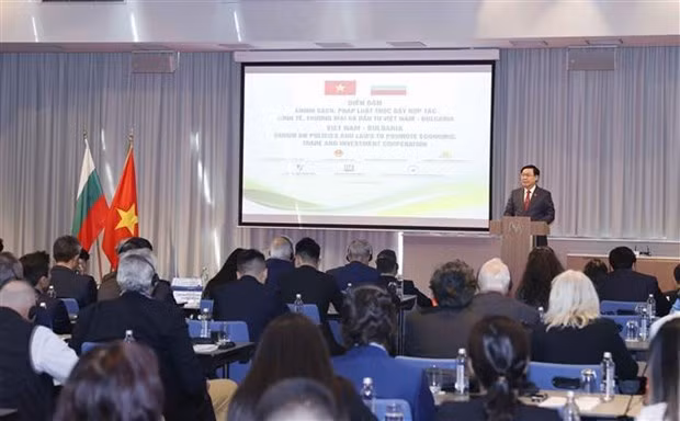 National Assembly Chairman Vuong Dinh Hue speaks at the event (Photo: VNA)