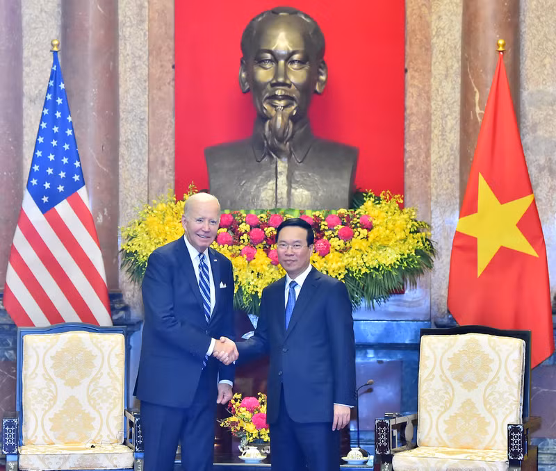 President Vo Van Thuong hosts a reception in Hanoi on September 11 for US President Joseph R. Biden Jr. (Photo: NDO/Thuy Nguyen)
