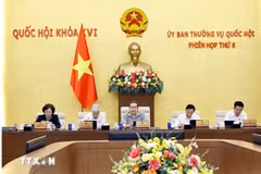 NA President Tran Thanh Man speaks at the NA Standing Committee's sixth session in Ha Noi on September 24. (Photo: VNA)
