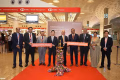 The inauguration ceremony for the Mumbai-Ha Noi route. (Photo courtesy of the Vietnamese Embassy in India) 