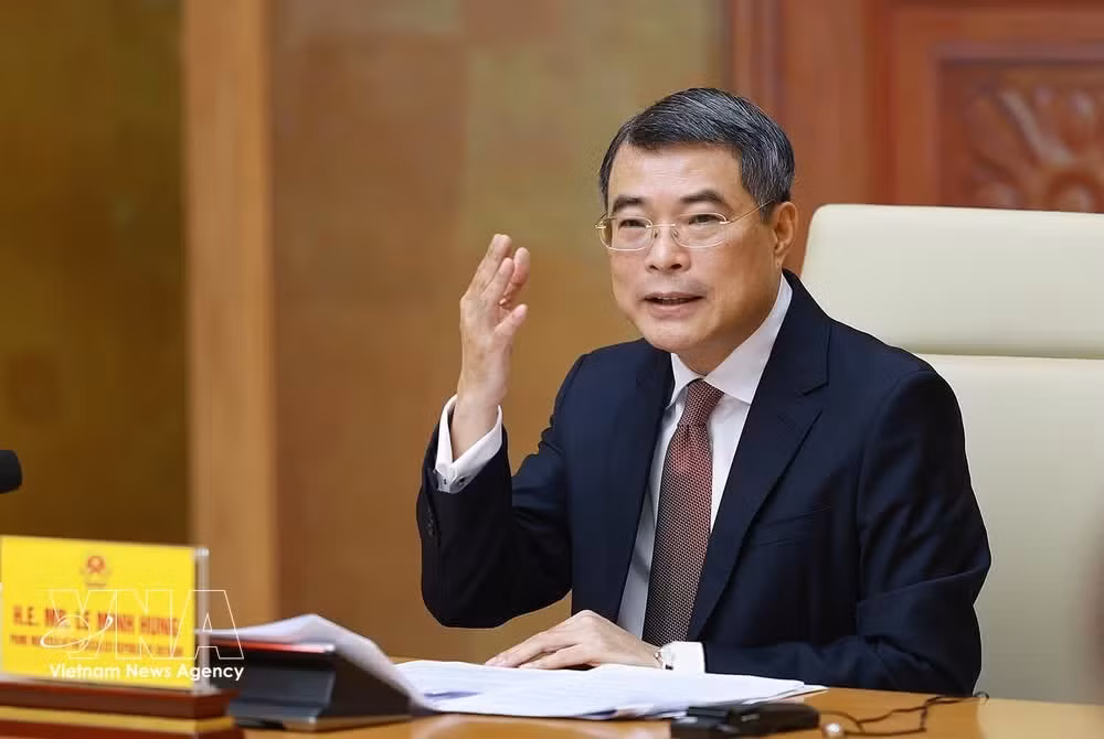 Prime Minister Le Minh Hung speaks at the meeting with a delegation of 52 leading US enterprises (Photo: VNA)