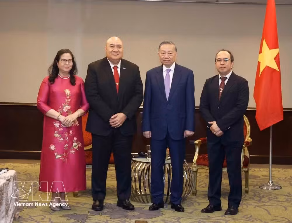 Party General Secretary and State President To Lam (second, right) and WHO Regional Director for the Western Pacific Saia Ma’u Piukala (second, left) at their meeting in Manila on May 31 (Photo: VNA)