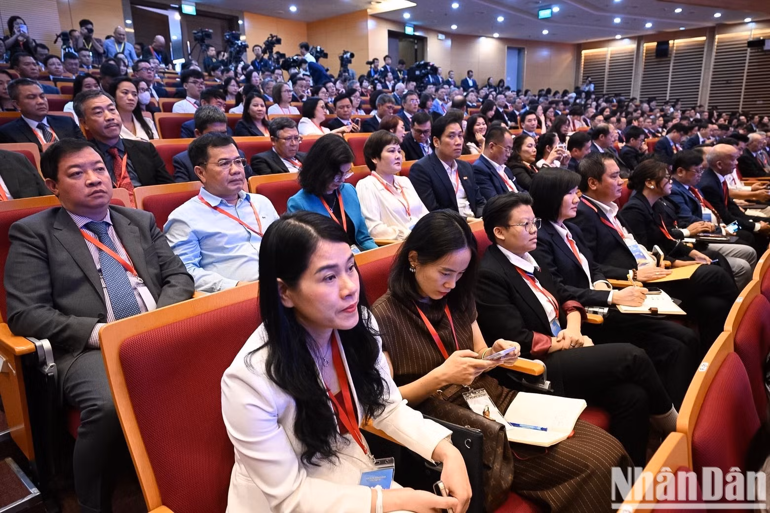 Delegates listen to presentations at the working session.