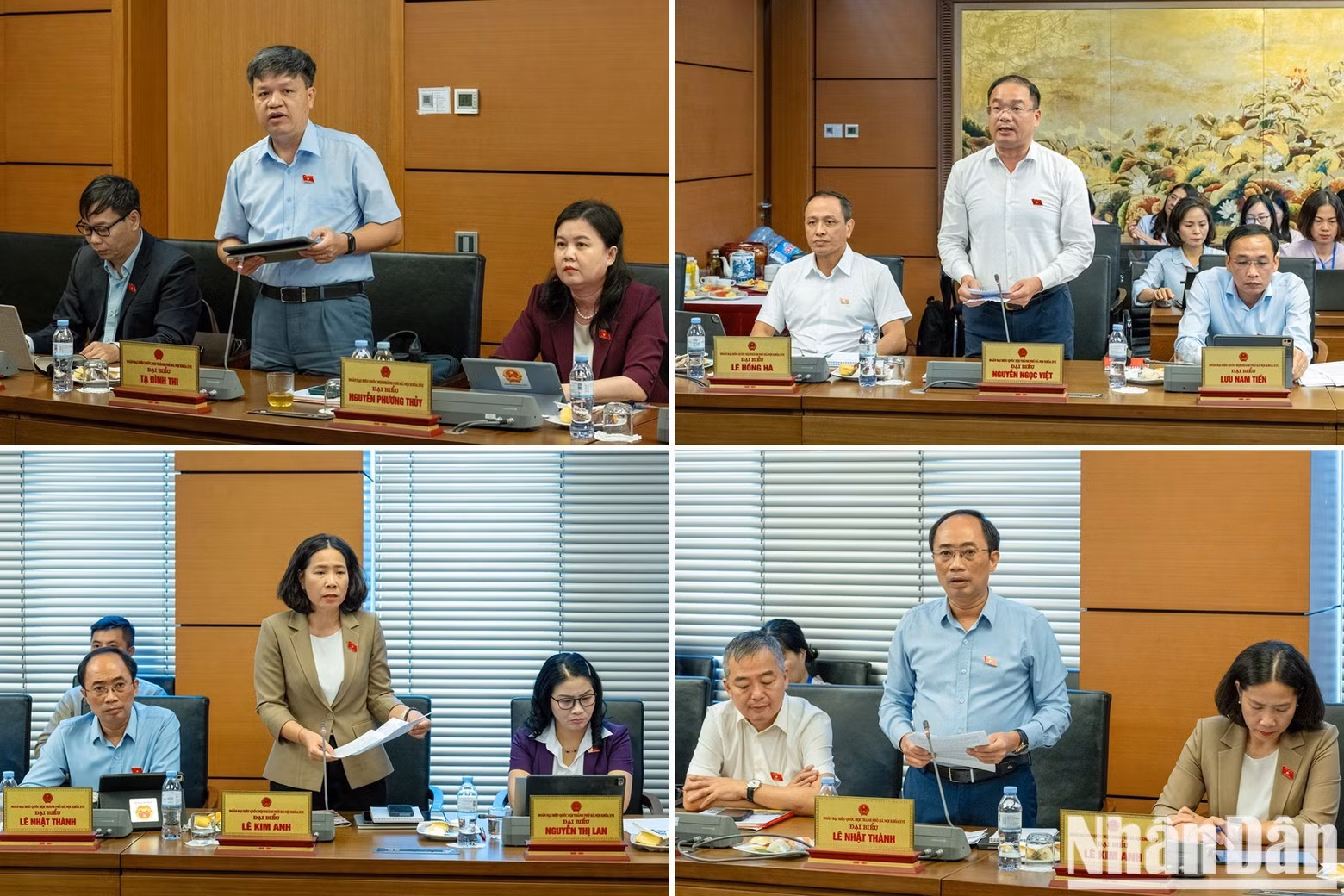 National Assembly deputies of Ha Noi City give remarks during the discussion at Group 1.
