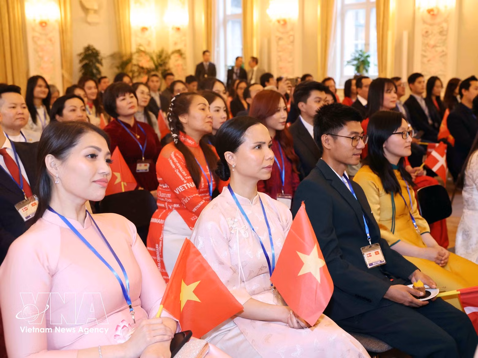 Officials and staff of the Vietnamese Embassy in Denmark and members of the Vietnamese communities in Denmark, Iceland and southern Sweden attend the meeting. Photo: VNA.