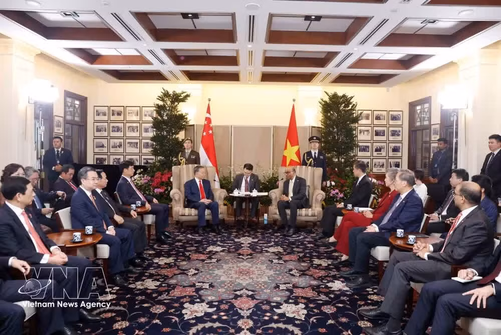 At the talks between Party General Secretary and State President To Lam and Singaporean President Tharman Shanmugaratnam. (Photo: VNA)