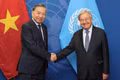 General Secretary of the Communist Party of Viet Nam Central Committee and President To Lam (L) meets with United Nations Secretary-General Antonio Guterres at the UN headquarters on September 23. (Photo: VNA)