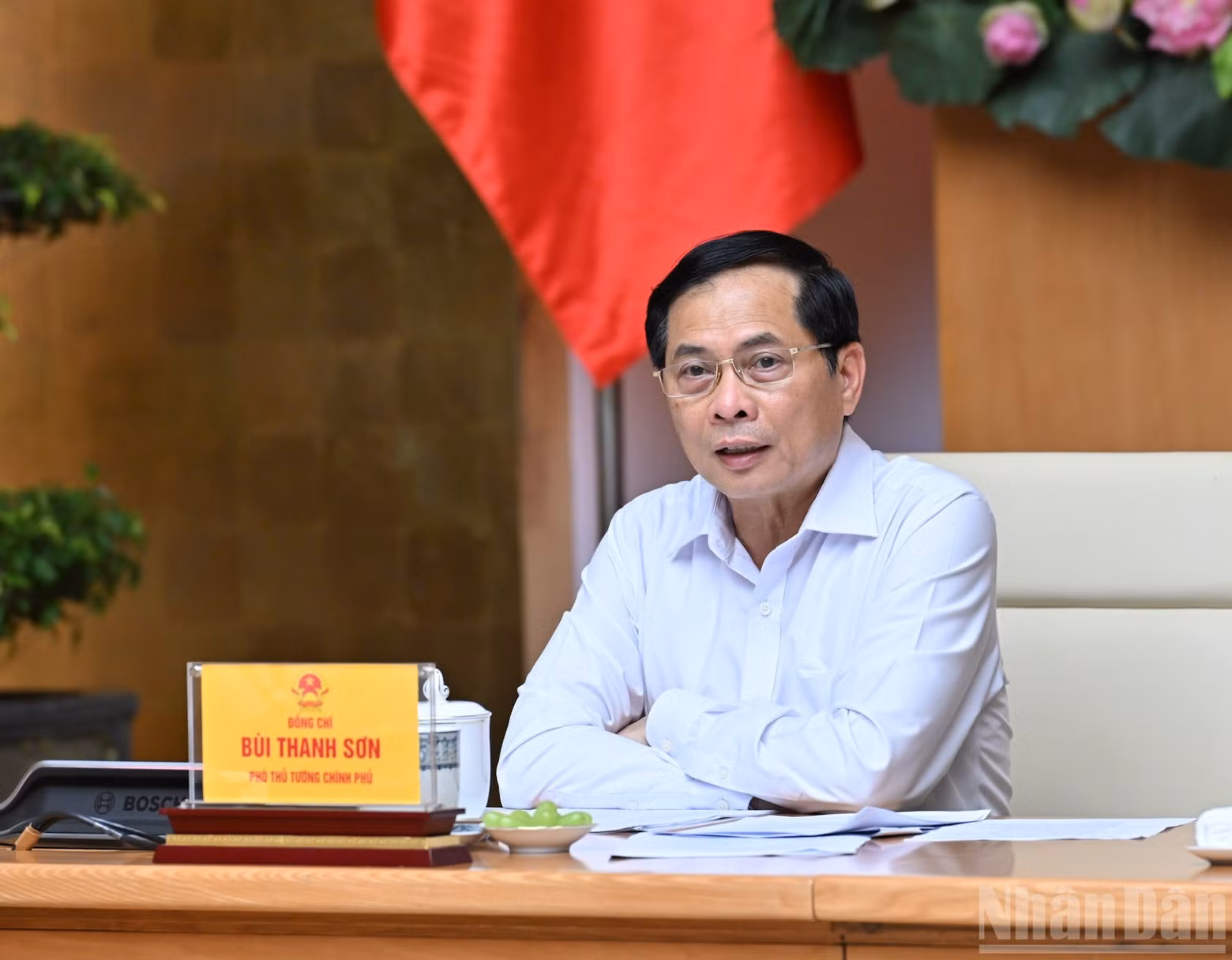 Deputy Prime Minister and Minister of Foreign Affairs Bui Thanh Son delivers a speech.