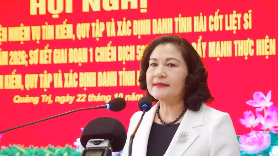 Deputy Minister of Home Affairs Nguyen Thi Ha speaks at the conference. (Photo: HG)