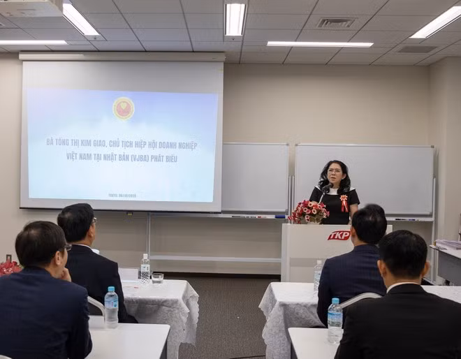 VJBA President Tong Thi Kim Giao speaks at the event (Photo: VNA)